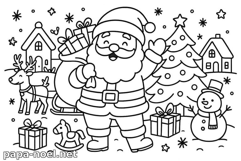 Coloriage de Père Noël à imprimer