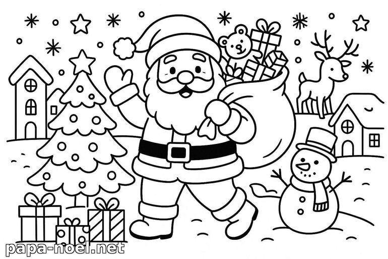 Coloriage de Père Noël à Noël