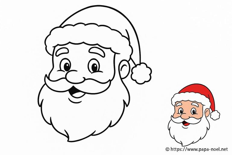 Dessin de Tête de Père Noël simple à colorier