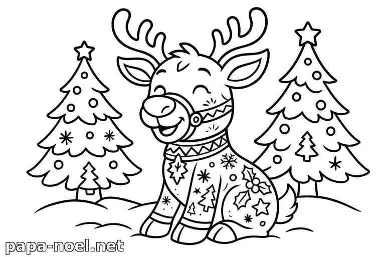 Coloriage de renne de Noël
