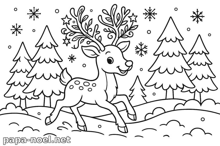 Coloriage de renne de Noël