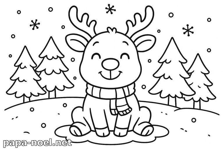 Coloriage de renne de Noël