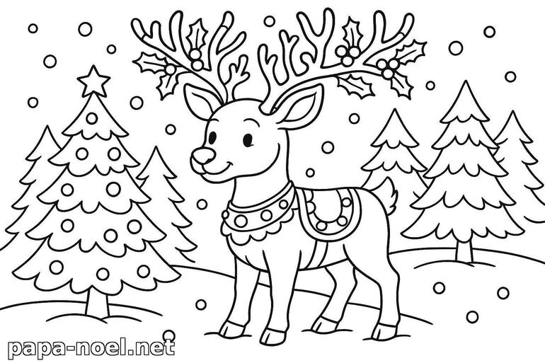 Coloriage de renne de Noël