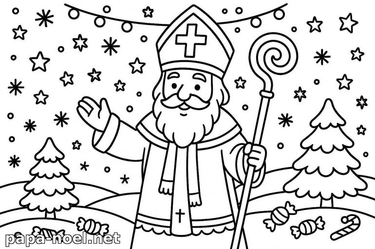 Coloriage de Saint Nicolas