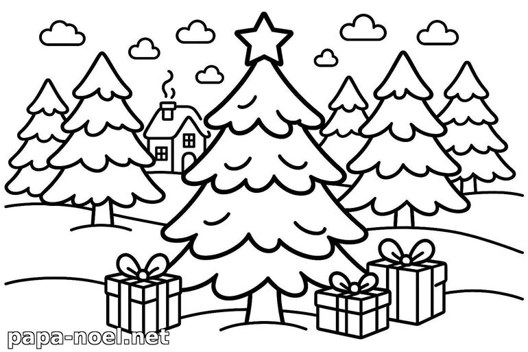 Coloriage de sapin de Noël