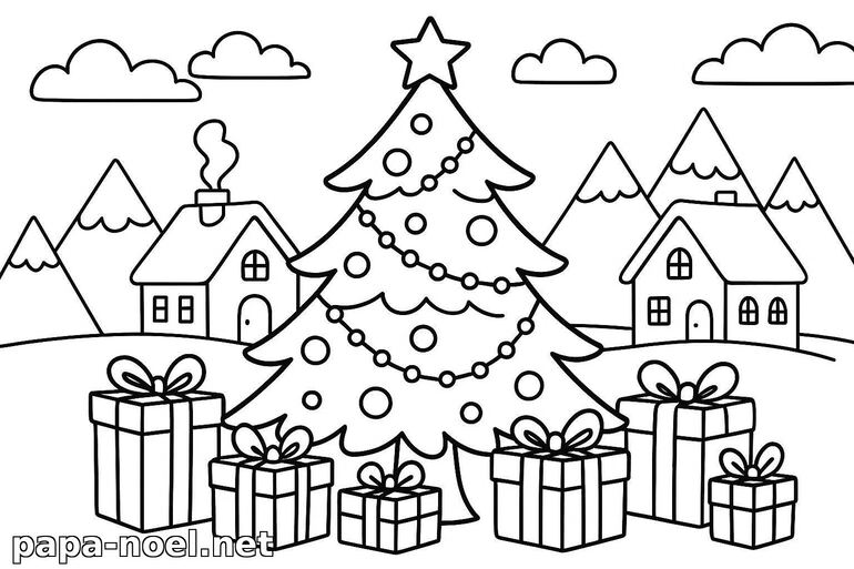 Coloriage de sapin de Noël