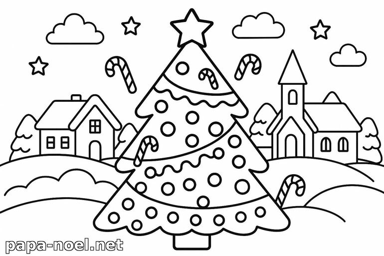 Coloriage de sapin de Noël
