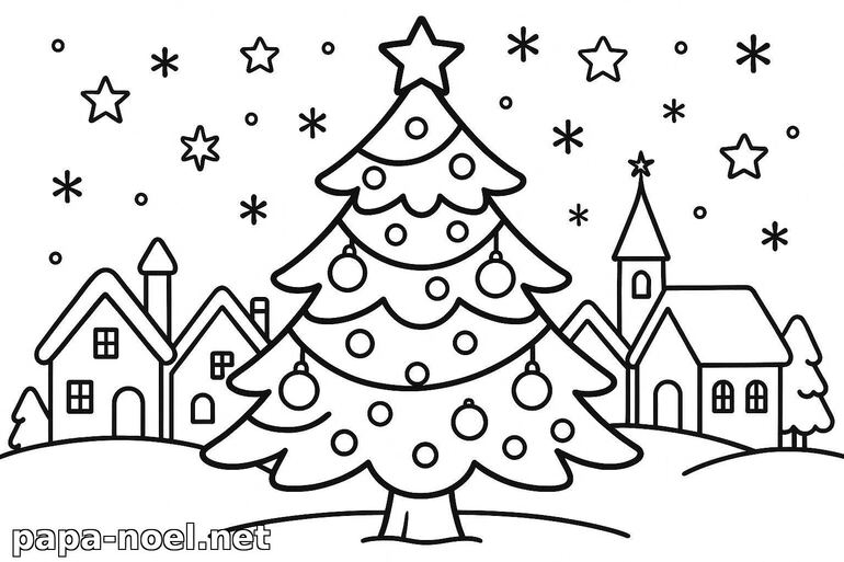 Coloriage de sapin de Noël