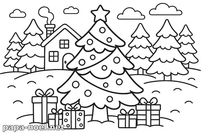 Coloriage de sapin de Noël