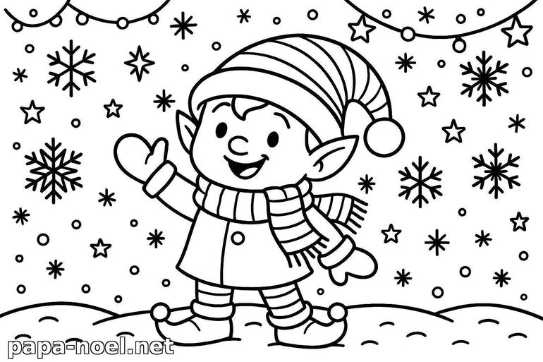 Coloriage de lutin de Noël