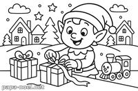 Coloriage de Lutins de Noël