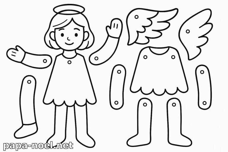 Coloriage d'ange articulé à découper