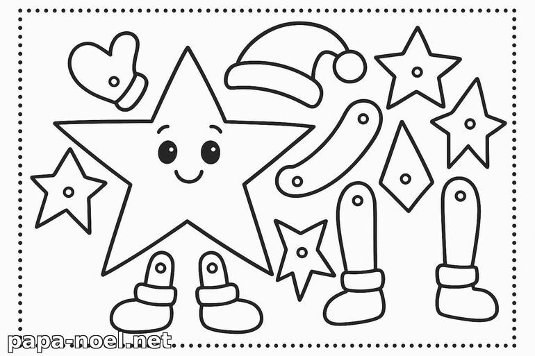 Coloriage d'étoile de Noël à assembler