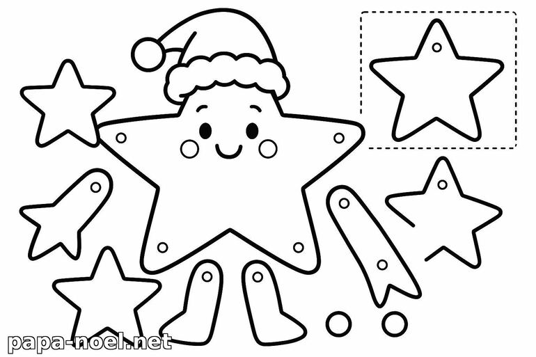 Coloriage d'étoile de Noël à découper