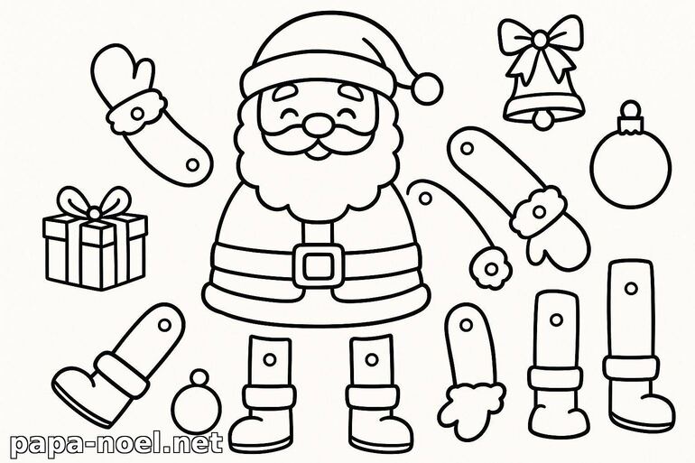 Coloriage de Père Noël à assembler