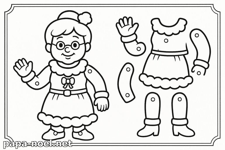 Coloriage de poupée à découper