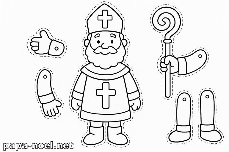 Coloriage de Saint Nicolas à découper