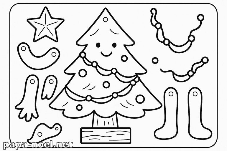 Coloriage de sapin de Noël à décorer