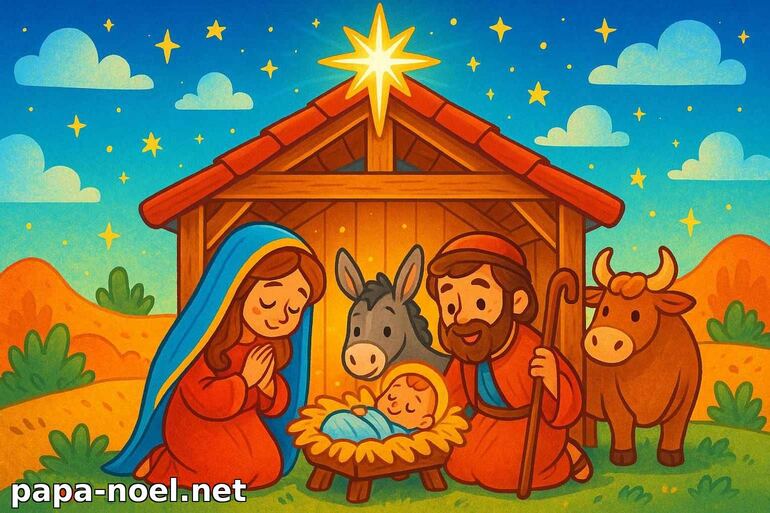 Coloriage de la crèche de Noël