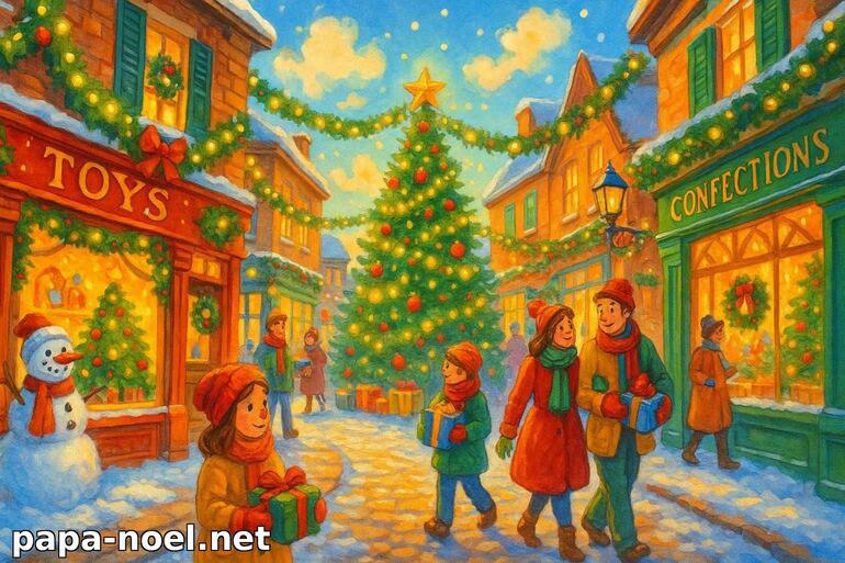 Scène de Noël dans un village animé
