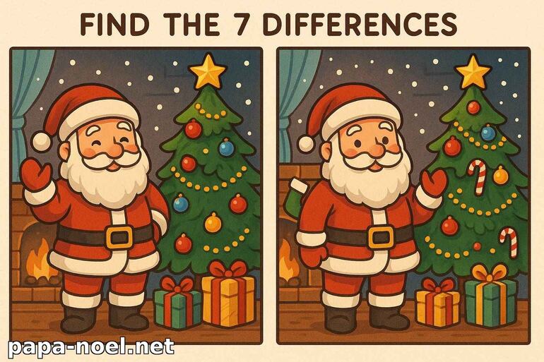Jeu des 7 différences de Noël avec le Père Noël