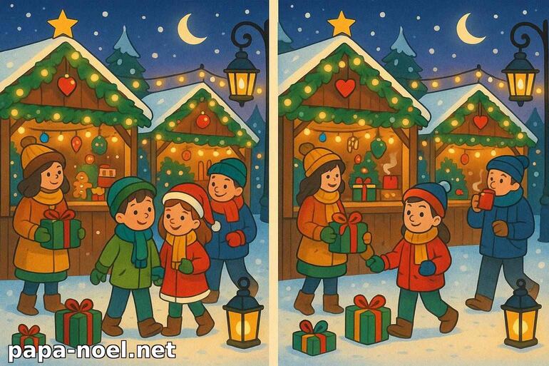 Jeu des différences de Noël au marché