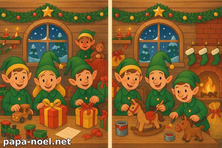 Jeu des différences lutins de Noël