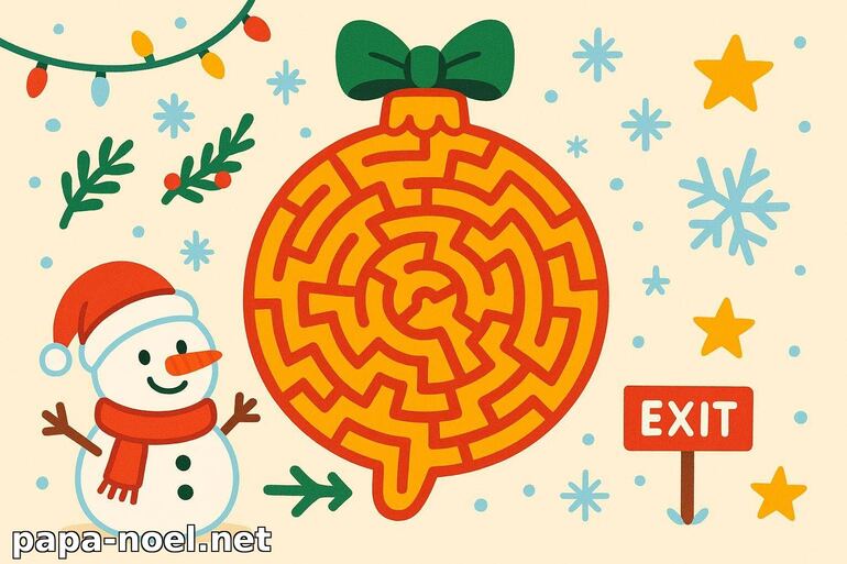 Labyrinthe de Noël avec bonhomme de neige