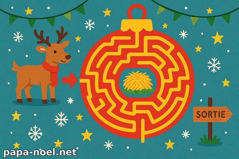 Labyrinthe de Noël avec un renne