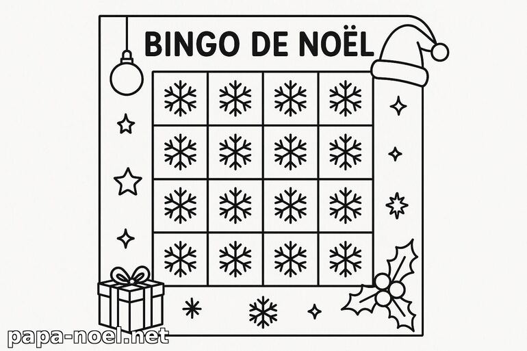 Coloriage Bingo de Noël