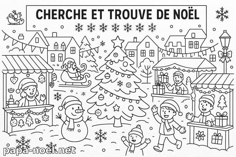Coloriage Cherche et Trouve de Noël
