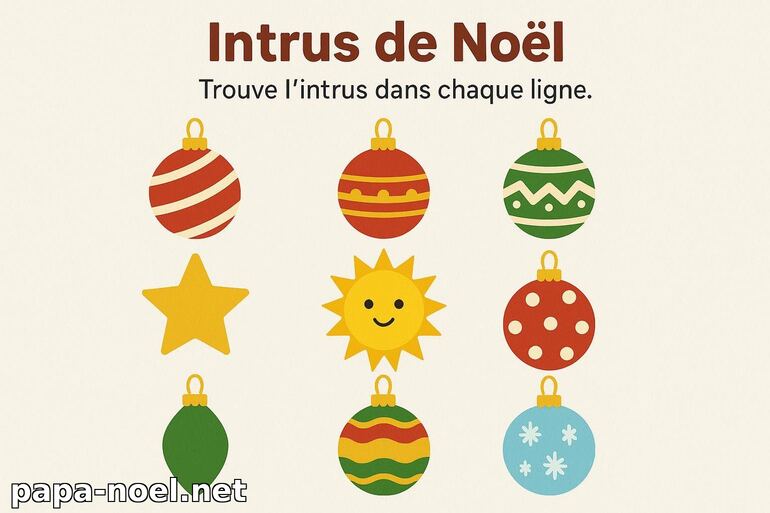 Jeu de l'intrus de Noël à imprimer