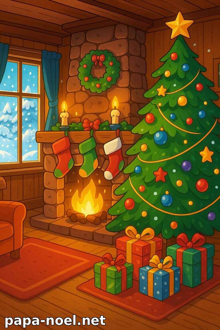 Dessin de salon de Noël chaleureux