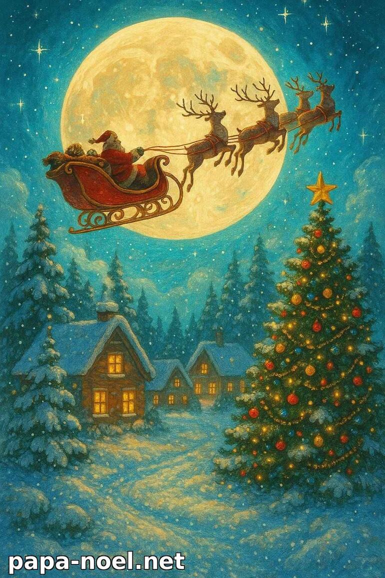 Illustration de Noël : le traîneau du Père Noël