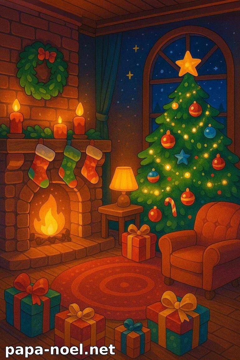 Illustration de salon décoré pour Noël