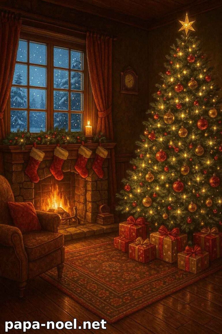 Salon cosy décoré pour Noël