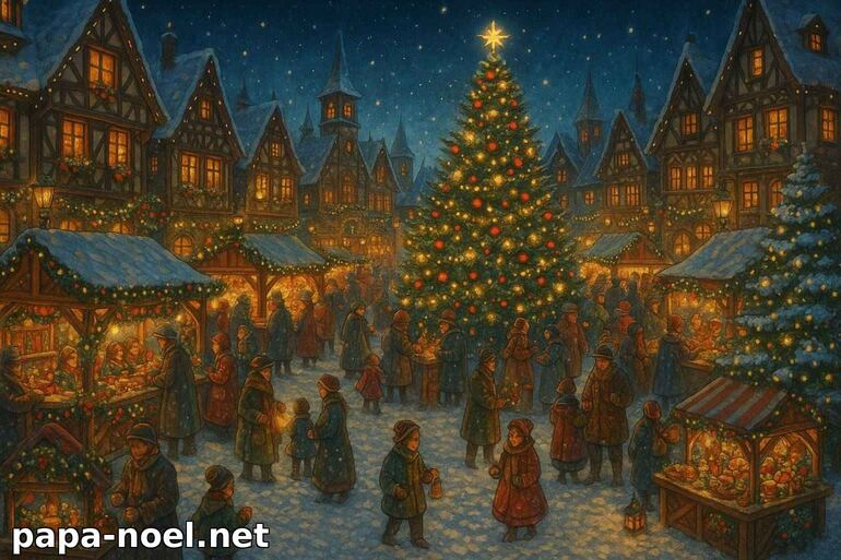 Marché de Noël féérique en hiver