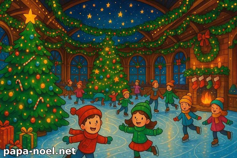 Patinoire de Noël festive pour enfants