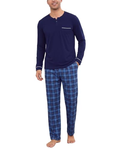 Bresdk Ensemble Pyjama Homme Hiver Coton Manches Longues