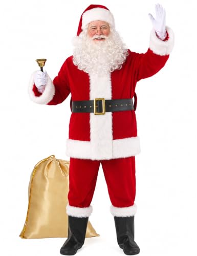 Boveco Costume de Père Noël pour Hommes Adulte 11 Pcs Deluxe