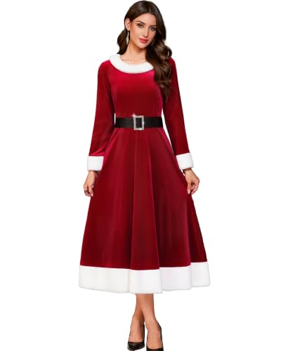 RSLOVE Robe Mere Noel Costume - Deguisement de Noël Femme Te