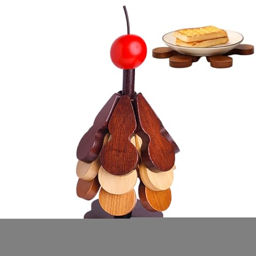 Lot de 3 dessous de verre pliables en bois pour sapin de Noë