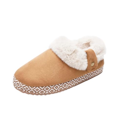 JOMIX Charentaise Femme Hiver en Daim Pantoufles en Fourrure