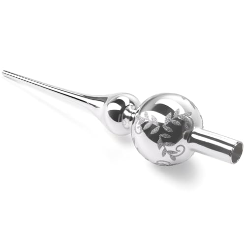 Cime Sapin Noël Verre Argenté 26cm