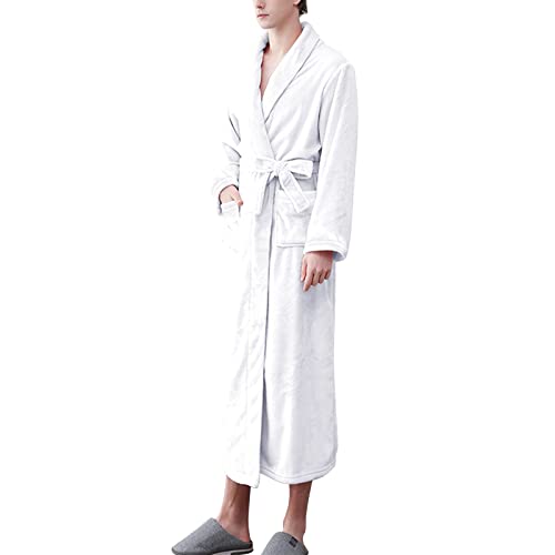 Peignoir en flanelle avec deux poches pour femme, double fac
