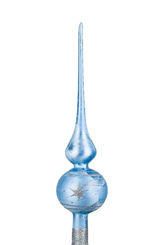 Cimier de Sapin de Noël Grand Format 35 cm en Bleu Glacé Arg