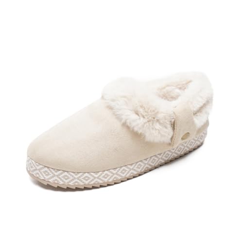 JOMIX Charentaise Femme Hiver en Daim Pantoufles en Fourrure