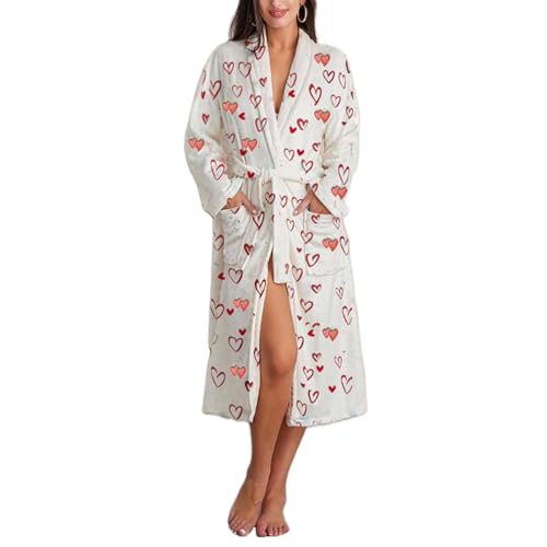 Felcia Peignoir pour femmes avec imprimé mignon, col châle, 
