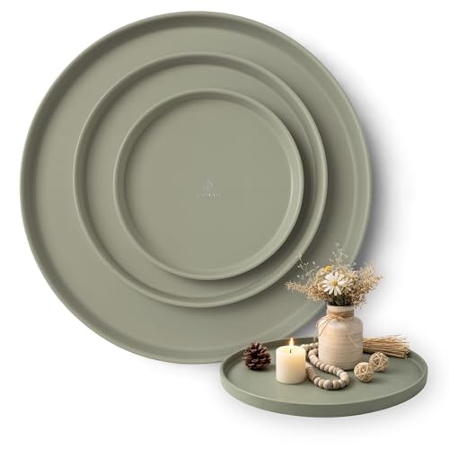 Lot 3 Plateaux Décoratifs Ronds Vert