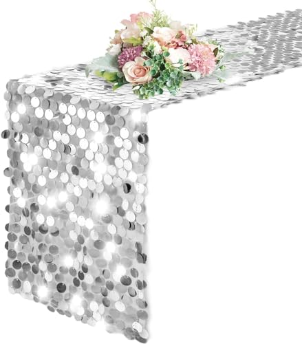 Chemin de Table Paillettes Argent Noël